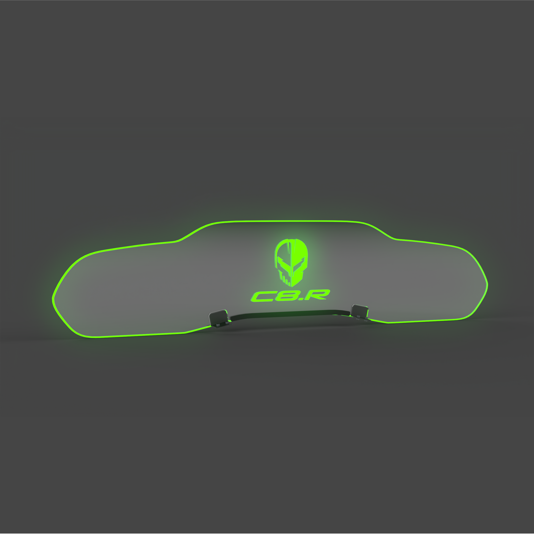 EOS WindRestrictor® C8 Coupe Rear Add On Glow Plate - Jak Skull + C8.R, Green